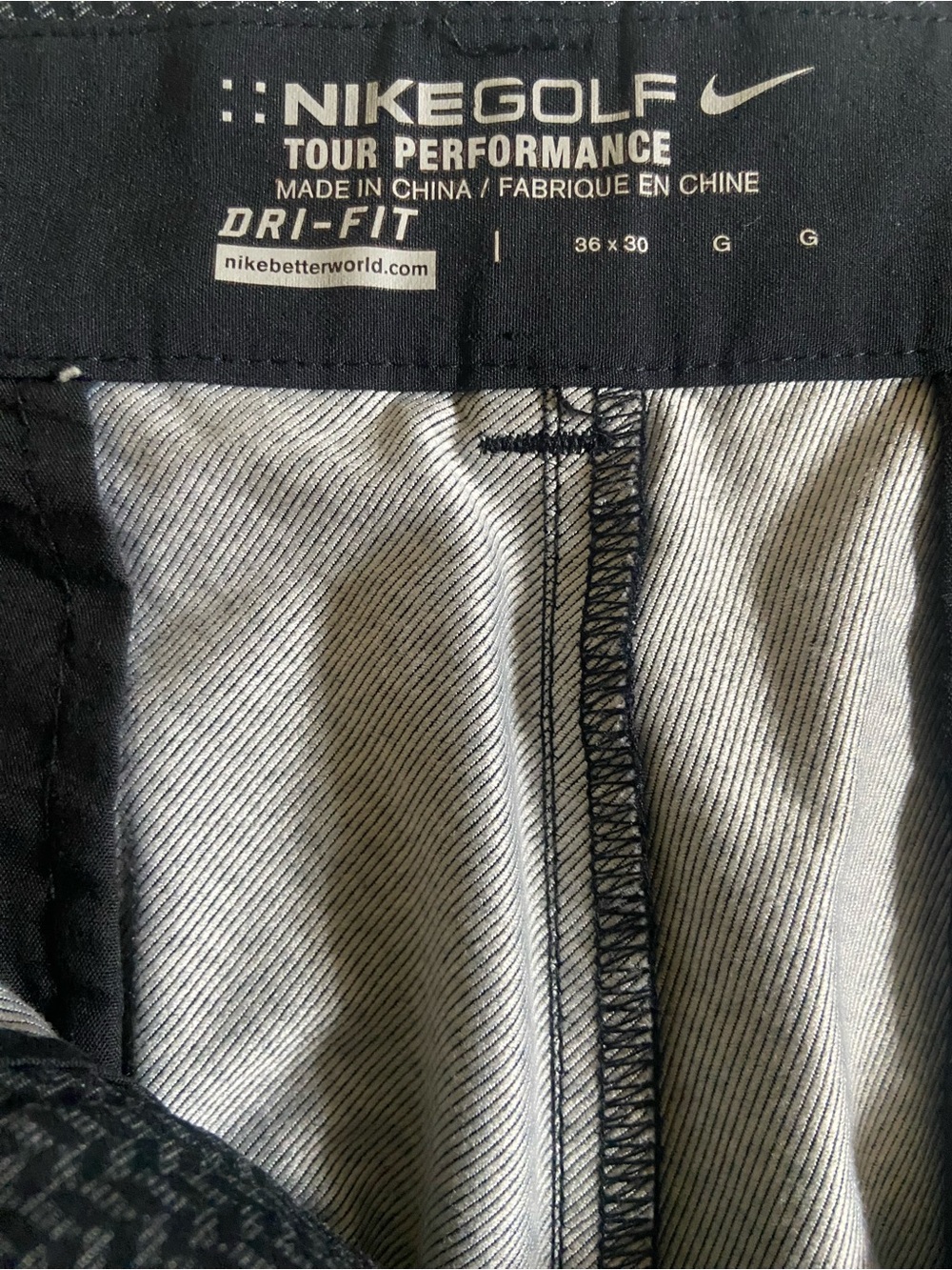 GOLF Mens Nike Black and Gray Golf Dri-FIT Tour Performance Pants Size 36x30 - Picture 5 of 14